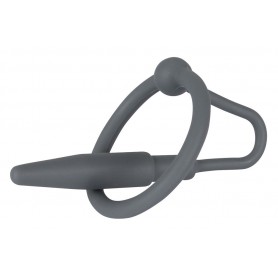 anello nero in silicone con dilatatore penis plug black