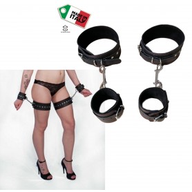 Real bondage leather handcuffs with fetish leg mase in italy