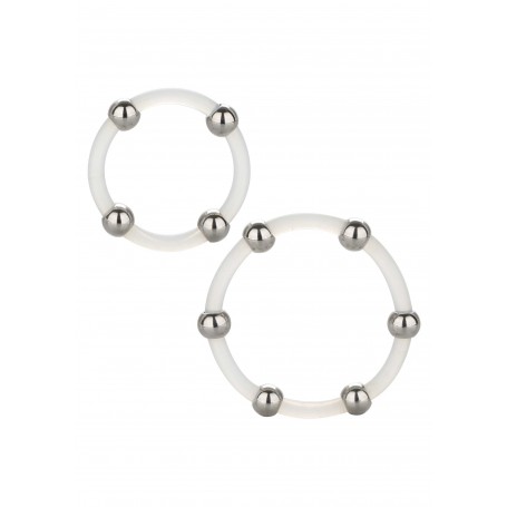 set anelli fallici Steel Beaded Silicone Ring Set