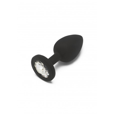 Black Anal Phallus Silicone Plug with Soft Jewel Sexy Toys Black Anal