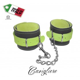 anklets with sexy bondage hook in genuine green fluorescent leather constrictive fetish