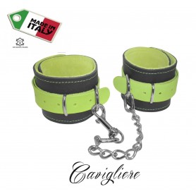 cavigliere con gancio sexy bondage in vera pelle verde fluo costrittivo fetish