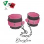 cavigliere costrittivo in vera pelle cuoio nero e rosa bondage restriant professionale