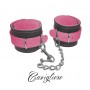 cavigliere costrittivo in vera pelle cuoio nero e rosa bondage restriant professionale