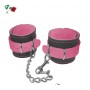 cavigliere costrittivo in vera pelle cuoio nero e rosa bondage restriant professionale