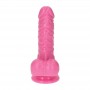 Small soft pink dildo with suction cup and testicles phallus mini penis fake pink