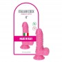 Small soft pink dildo with suction cup and testicles phallus mini penis fake pink