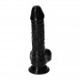 Realistic black phallus dildo with suction cup and testicles fake soft penis black