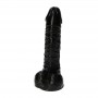 Realistic black phallus dildo with suction cup and testicles fake soft penis black