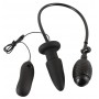 Inflatable vibrating silicone black anal plug with butt black anal remote control