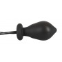 Inflatable vibrating silicone black anal plug with butt black anal remote control