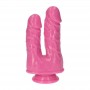Make it double pink realistic vaginal dildo anal sex toy fake penis with suction cup