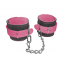 cavigliere bondage con catena acciaio in vera pelle pink fluo