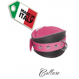 costrittivo bondage collare nero pink in vera pelle sadomaso sexy uomo donna