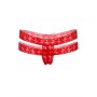 Perizoma in pizzo floreale rosso Lucy crotchless thong panty