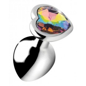 Anal Plug with Metal Heart Rainbow Heart Butt Plug - Mittel