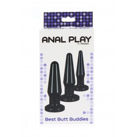 Kit fallo anale 3 pz dildo butt plug sex sex toys anal mini maxi black nero