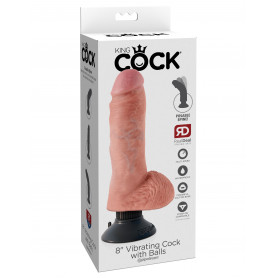 Realistic vibrator with suction cup and testicles king cock 8 vibrating