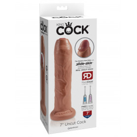 King Cock 7" Uncut - Tan realistic phallus with suction cup