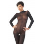 Sexy Women's Jumpsuit Veiled Underwear Open Long-sleeved Catsuit