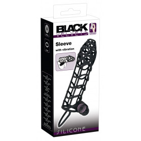 Penis Sleeve Vibrating Phallic Sheath Black Velvet M