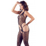 Sexy fishnet woman jumpsuit with thong Catsuit with String