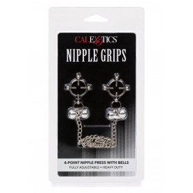 Pinze strizza capezzoli morsetti con catena 4-Point Nipple Press W Bells